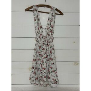 SHEIN Halter Floral Mini Dress White With Pink Rose Print Size XS NWT